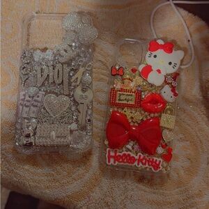 Hello Kitty Red and Silver Glitter Phone Case
